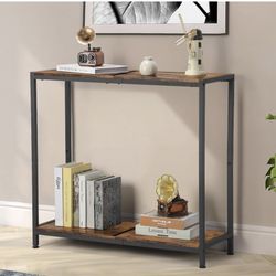 Tuenort Console Table, Industrial Sofa Table with Shelf, 2-Tier Entrance Table for Entryway, Living Room, Foyer, Hallway, Office, Rustic Brown