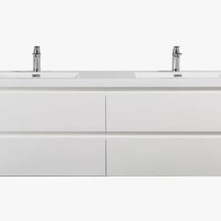 Andella 71'' Double Bathroom Vanity with Solid Surface Top from Wayfair! Like new! Small crack on one of the drawers see pics. Comes in 3 boxes. Does 