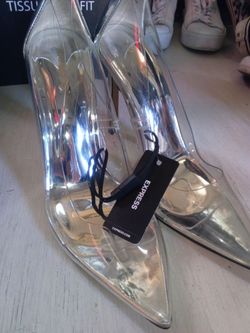 Express Clear Pointed-Toe Stiletto Heels