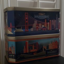 Ghirardelli Chocolate San Francisco Decortive 12" Inch Tin Cans (Empty) Collectible, Decortive Home Decor 