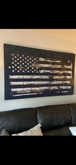Large American Flag Art Canvas