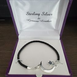 Sterling Silver & Leather Bracelet. New