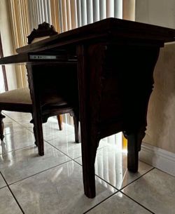Antique Solid Wood Desk & Chair 41.5”Lx17.5Wx32”H