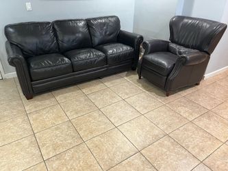 Leather sofa set with pull out bed