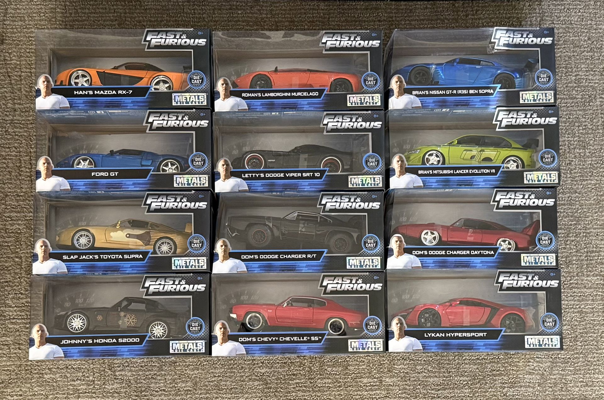 Jada Fast & Furious 1/24 Die Cast 12 Car Lot #6