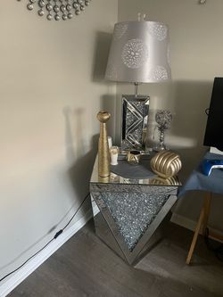 Mirrored Crushed Diamond Side Table