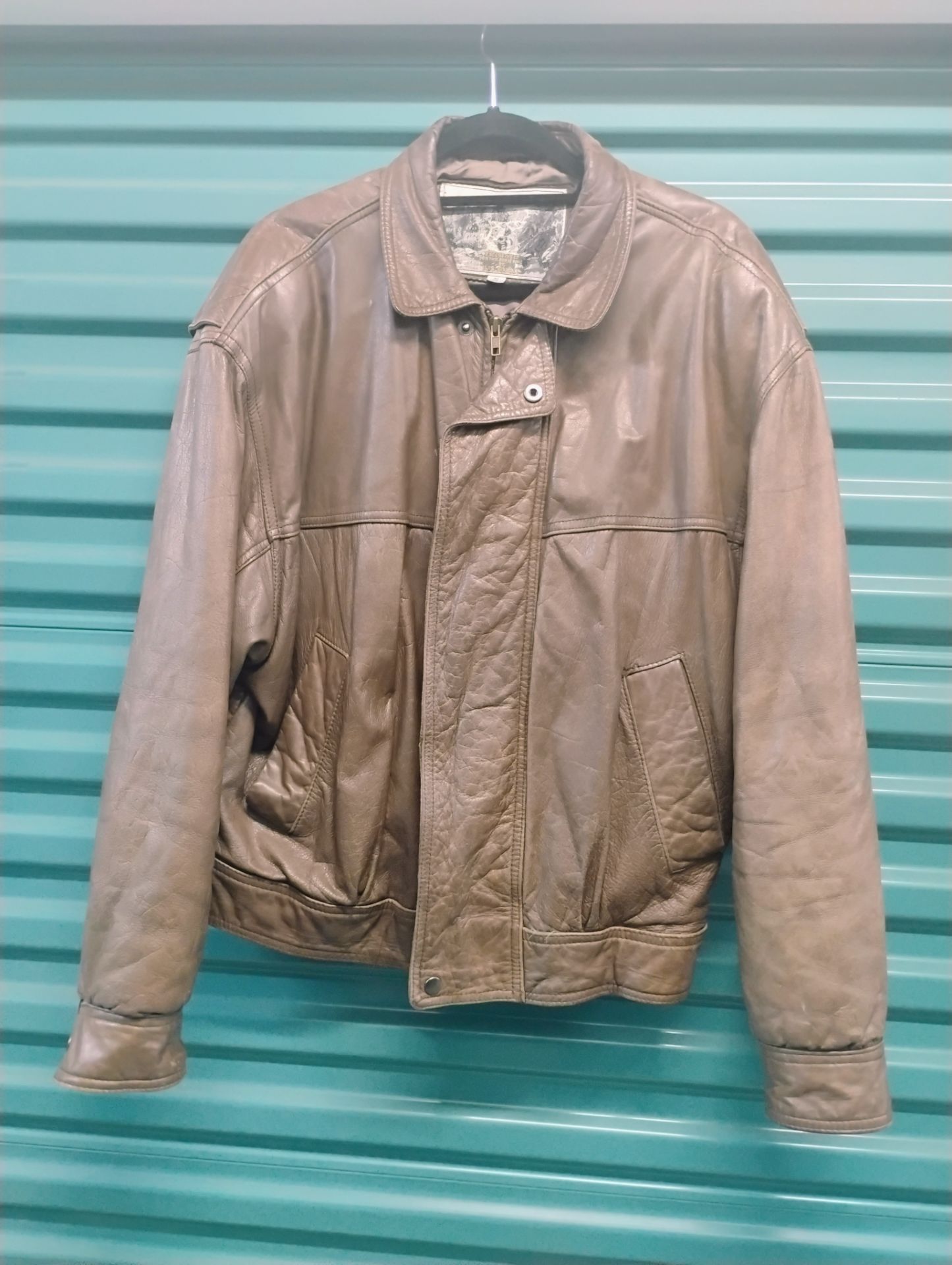 Vintage Louis Alvear genuine leather brown bomber jacket xl