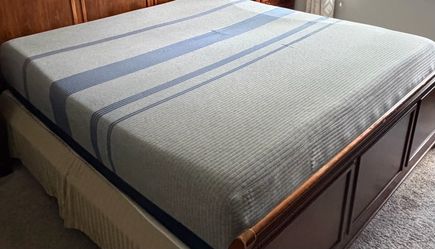 Queen/King Mattress with Blue Stripe Cover