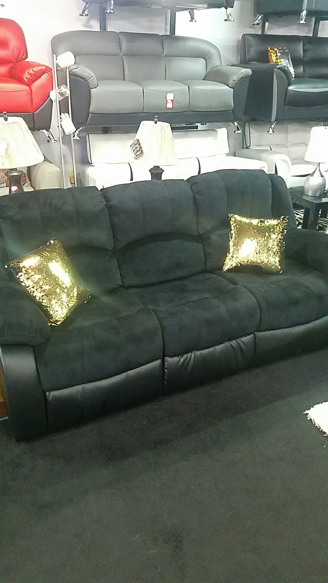 2 Piece Black Motion Sectional