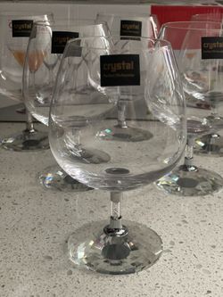 6pc Crystal Wine Glasses With Glitter Filled Legs