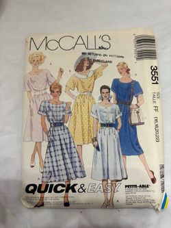 Vintage 1988 McCall's 3551 Dress Sewing Pattern - Size 16-22 - UNCUT Factory Folded