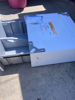 LG white Washer pedestal with drawer