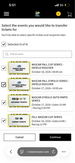Nascar tickets (infield access)