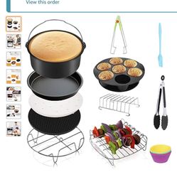 Signstek Air Fryer Accessories Kit XL 8 Inch 13pcs Compatible for Phillips Ninjia Cozyna Air Fryer and Other Square Air Fryers, Deep Air Fryer Accesso