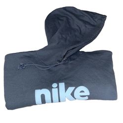 Vintage/Nike Cropped Hoodie Sweatshirt Womens Medium. Gray Blue Hooded PuffLogo