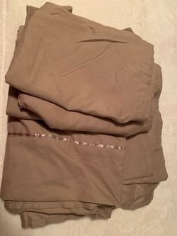 Tan Bed Sheet Set with Satin Trim