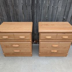 Oak Nightstands, Set Of 2