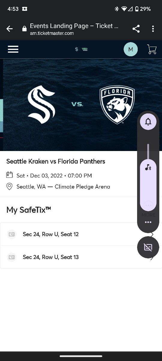 2 Tickets To Tonight's Kraken Game 