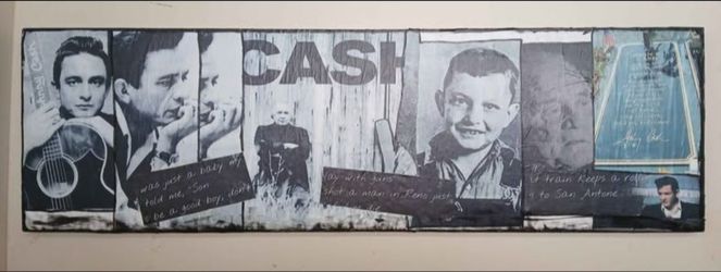 Johnny Cash Original Mixed Media Artwork  34" x 9.5" *40.00 Firm* Home Decor Art