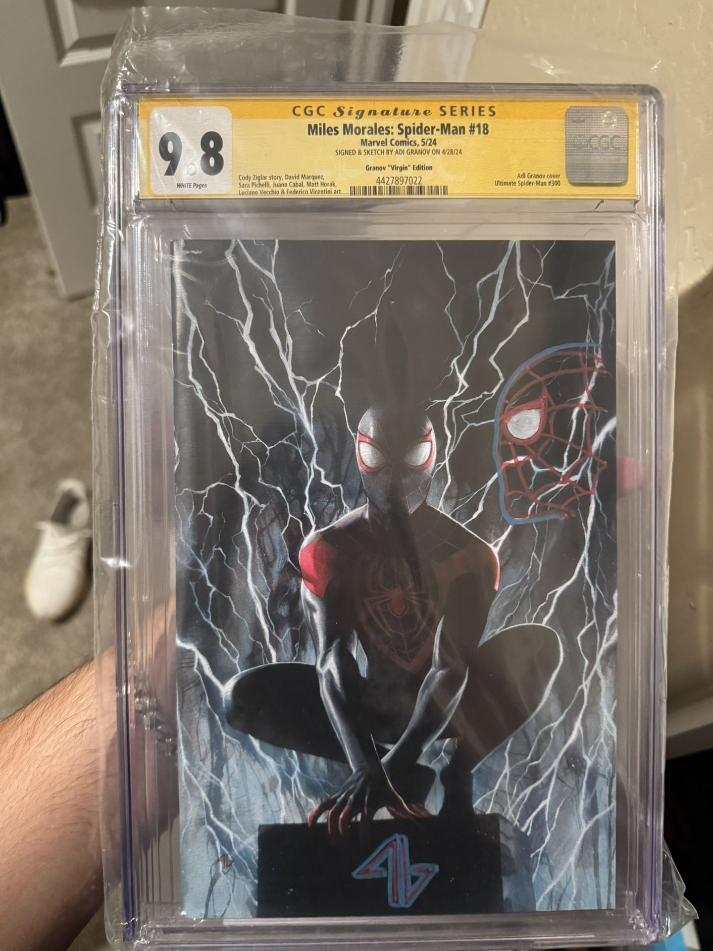 Miles Morales Spiderman 9.8 Signed And Sketch 