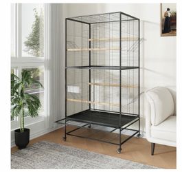 Garvee Spacious 66-Inch Metal Bird Cage for Multiple Birds - Wrought Iron Parrot and Parakeet Flight 1 25.99 Cage with Rolling Stand, Wood Perches, an