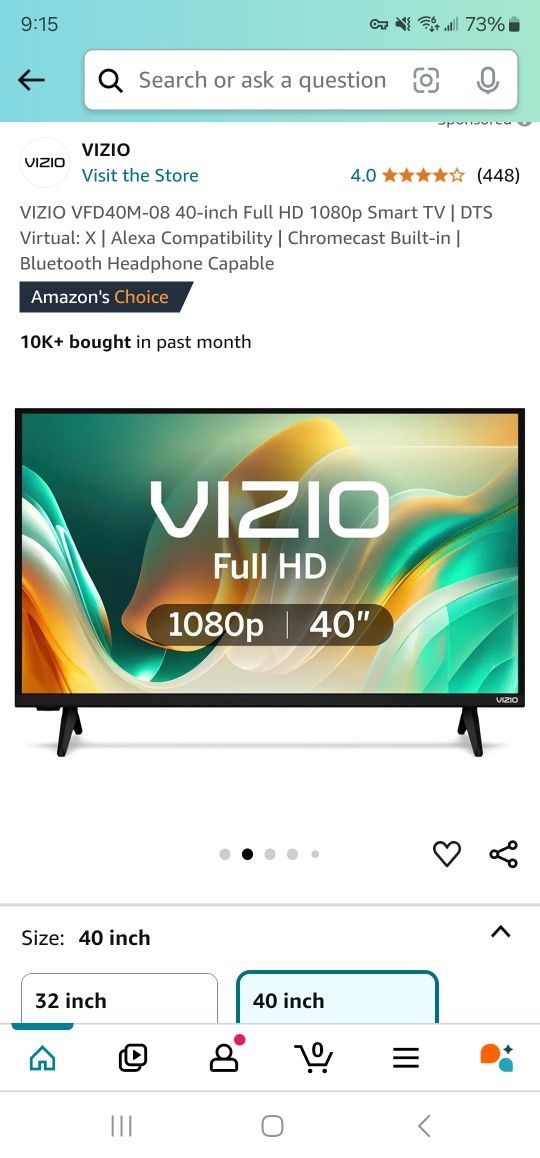 Vizio 40" Smart Tv w/ Stand