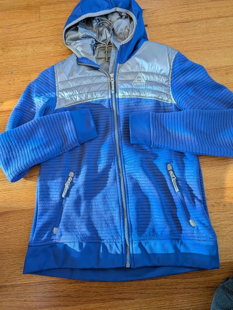 EUC Girls Jacket Gerry Youth Padded Coat Full Zip Ribbed Hooded Size L