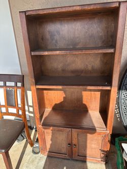 Wood Bookcase with Cabinet Storage