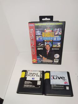 Sega Genesis Sports Game Lot 3 Triple Play, NBA Live And Baseball Tonight