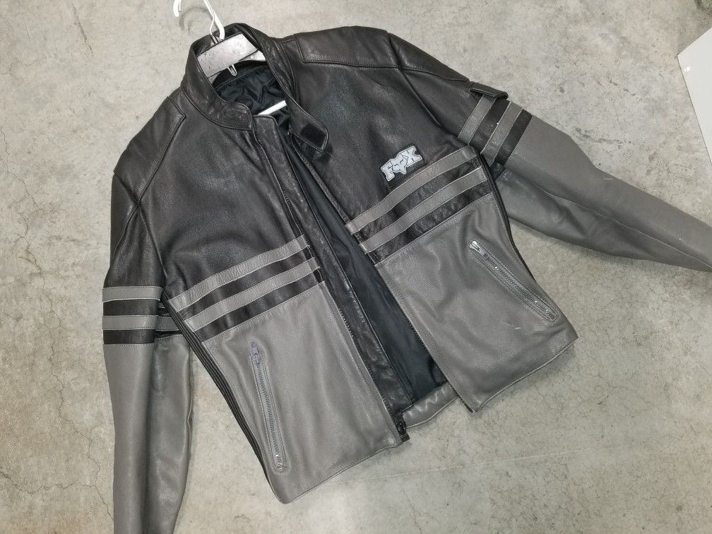 Large FOX Leather Motorcycle Jacket.