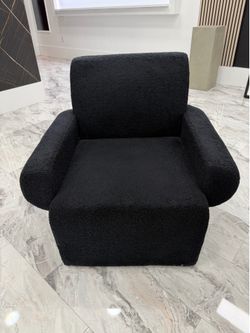 Black Bouclé Architectural Accent Armchair