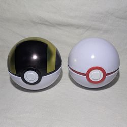 Pokemon Lot of 2 Pokeball Tins Empty - Ultra Ball + Premier Ball