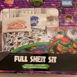 TEENAGE MUTANT NINJA  TURTLES FULL SIZE SHEET SET  Super Soft MCROIBER One Flat Sheet 1 Fitted Sheet And 2 Standard Pillowcases 