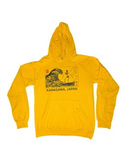 Mustard Yellow Hoodie Size Small Japan Graphic