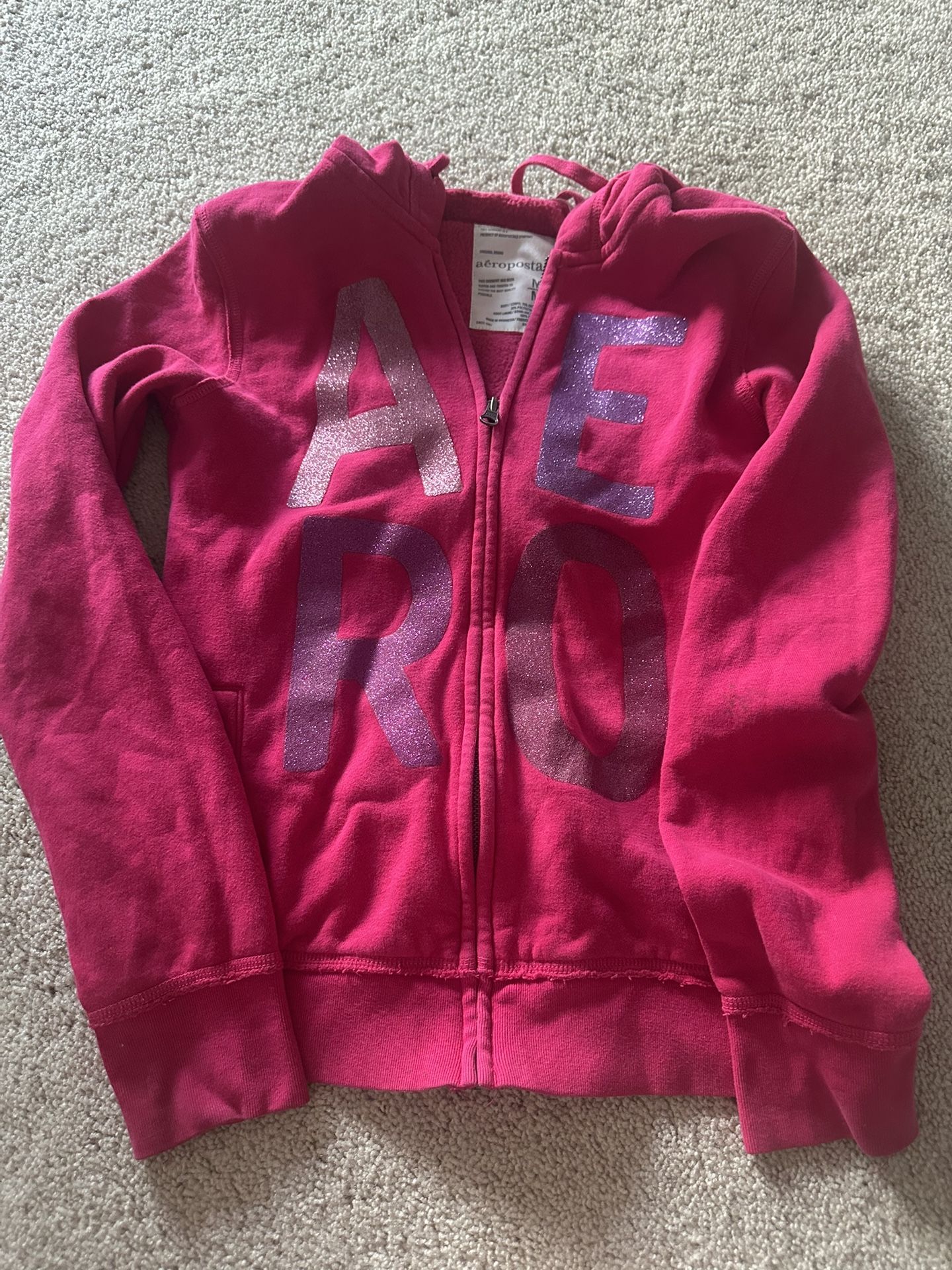Juniors Sz Med Girls Aeropostale Pink Zip Up Hoodie