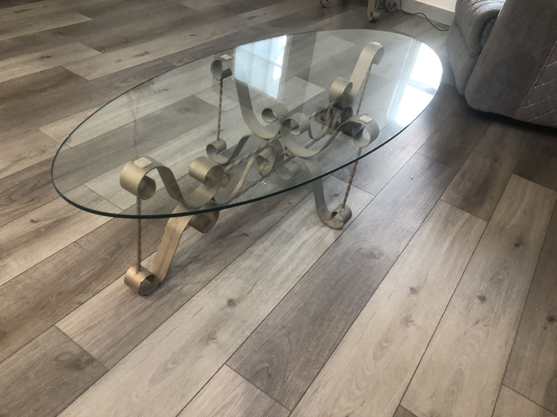 Antique Glass Tables - Matching 3 Piece