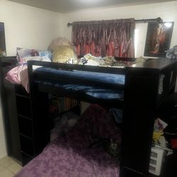 Full Bunk Bed With Desk Attached 