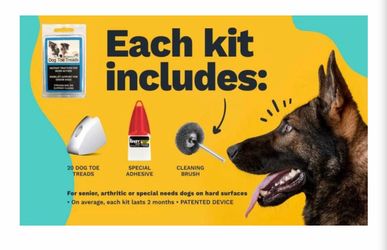 Dr. McHenry's Dog Toe Treads, Set of 24, Adhesive, Cleaning Brush, Increased Traction, Mobility Support, Large Kit- Weight: 40-60 lbs. Net Weight 1.6 