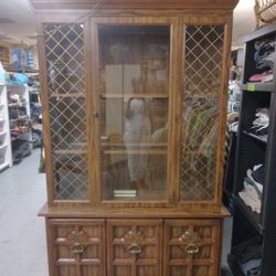 Vintage China Cabinet With Buffet Stand 