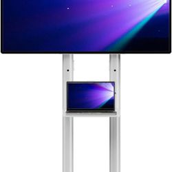 Mobile TV Cart with Wheels for 32-60 Inch TVs & Monitors, Rolling TV Stand with Middle Shelf Max VESA 400x400 mm up to 90 lbs,40 42 43 50 52 55 inch O