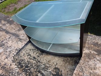 Z-Line Designs Tempered Glass TV & Media Stand Console Good Used