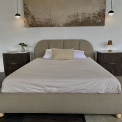 NEW Curved Upholstered Bed Frame – Queen $495 / King $595 🚚 