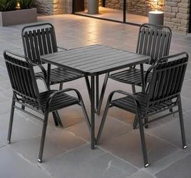 New Assembled 5 Pieces Patio Furniture Set Outdoor Patio Dining Chairs Set of 4 with Steel Table