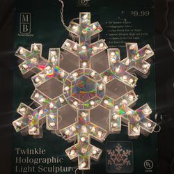 Vintage 2005 Snowflake Merry Brite Twinkle Holographic Light Sculpture Christmas