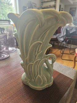 McCoy Green Swan Vase