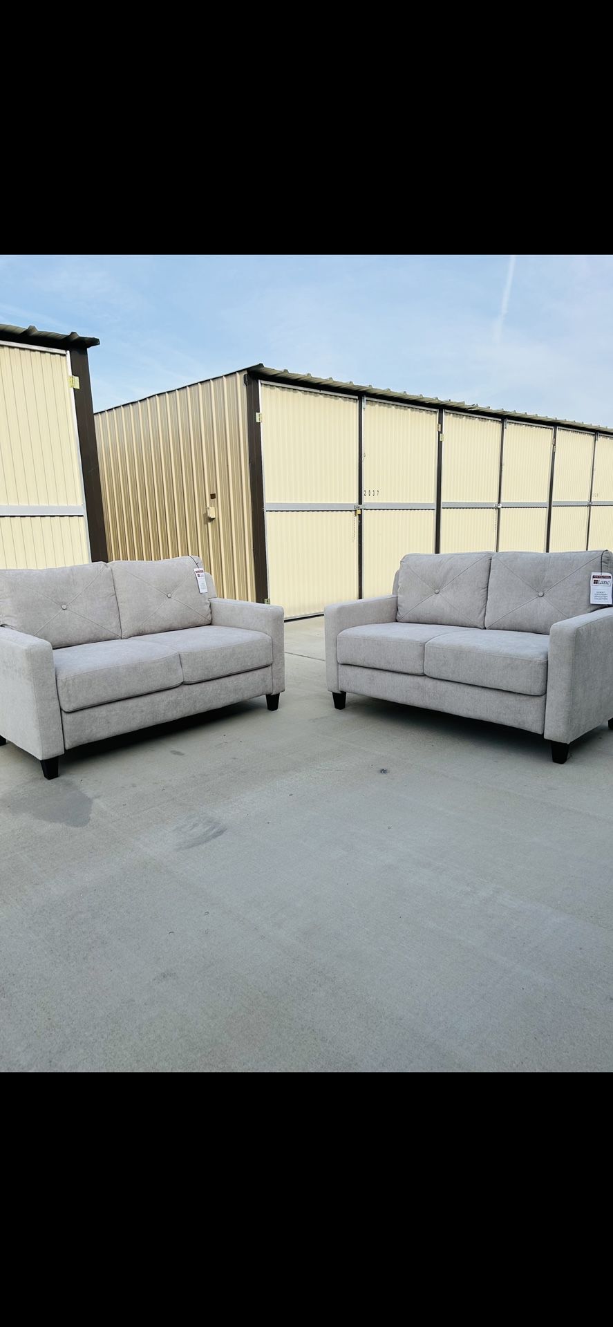 2 Band New Taupe/Light Beige Loveseats 