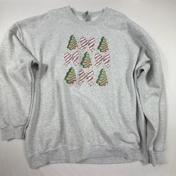 2XL Gray Christmas Sweatshirt with Candy Cane and Tree Desig