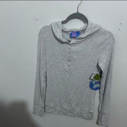 Blue Riot Gray Hooded Henley Long Sleeve Top
