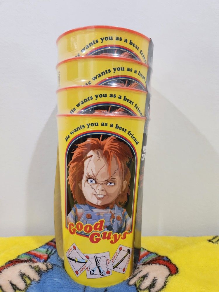 Chucky Good Guys Set Of 4 Plastic Cups 22 oz