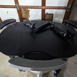 Desk, Chair, Monitor mount